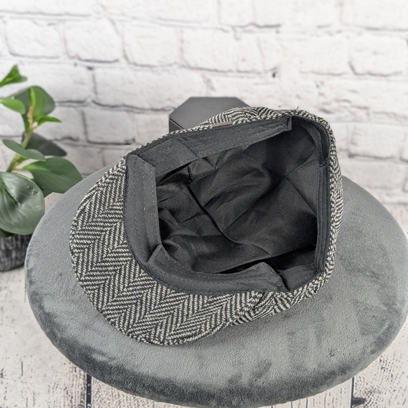 New gray thick herringbone pattern, lightweight lined newsboy cap - Picture 5 of 7